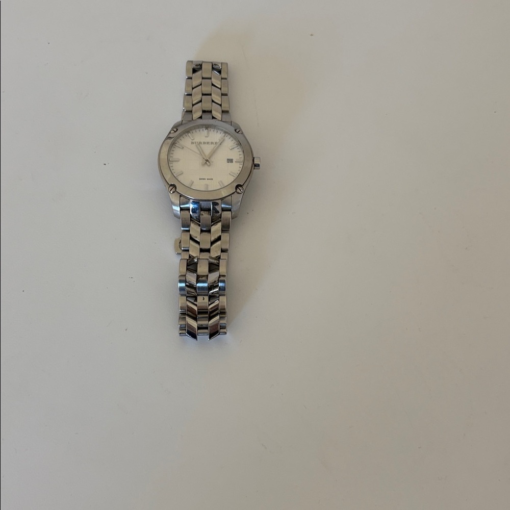 Burberry Stainless Steel Watch with White Face 1.5 inches diameter no box